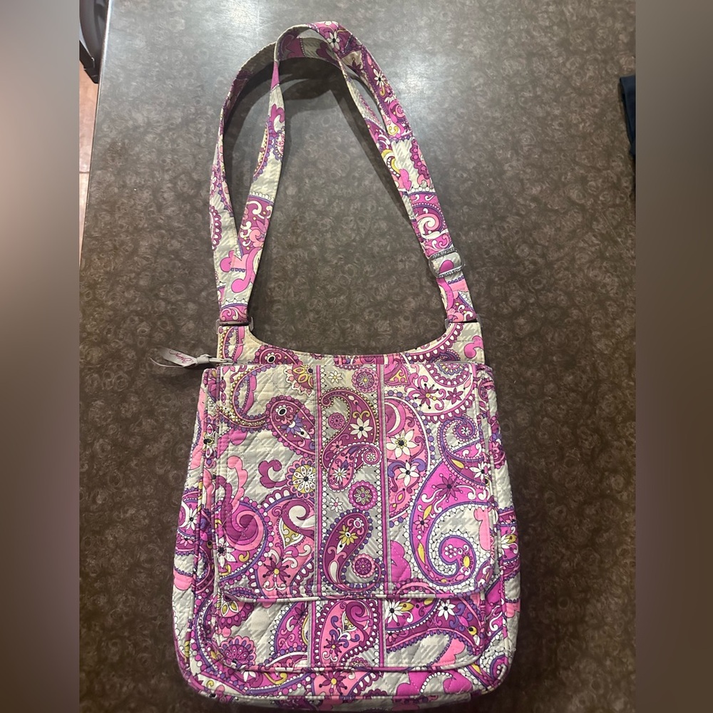 Vera Bradley Pink and Cream Paisley Crossbody Bag